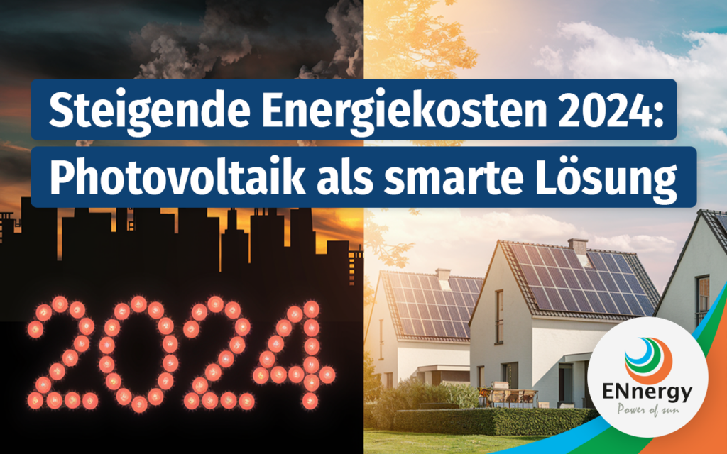 Steigende Energiekosten 2024 vs. Photovoltaik-Lösung: Visuelle Darstellung der Kostenentwicklung und nachhaltiger Alternativen für Hausbesitzer