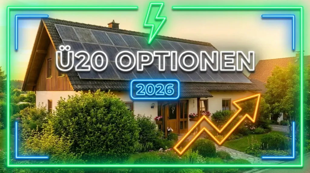 Ã„ltere Photovoltaikanlage auf Hausdach mit Darstellung der Optionen nach Ablauf der EEG-EinspeisevergÃ¼tung nach 20 Jahren