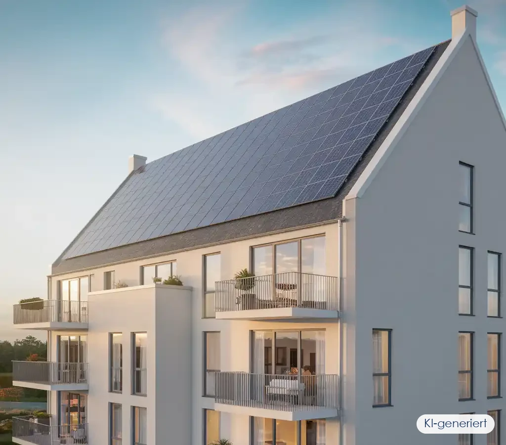 PV Mieterstrommodell - Mehrfamilienhaus mit Photovoltaik-Anlage zur Versorgung der Mietparteien mit Solarstrom