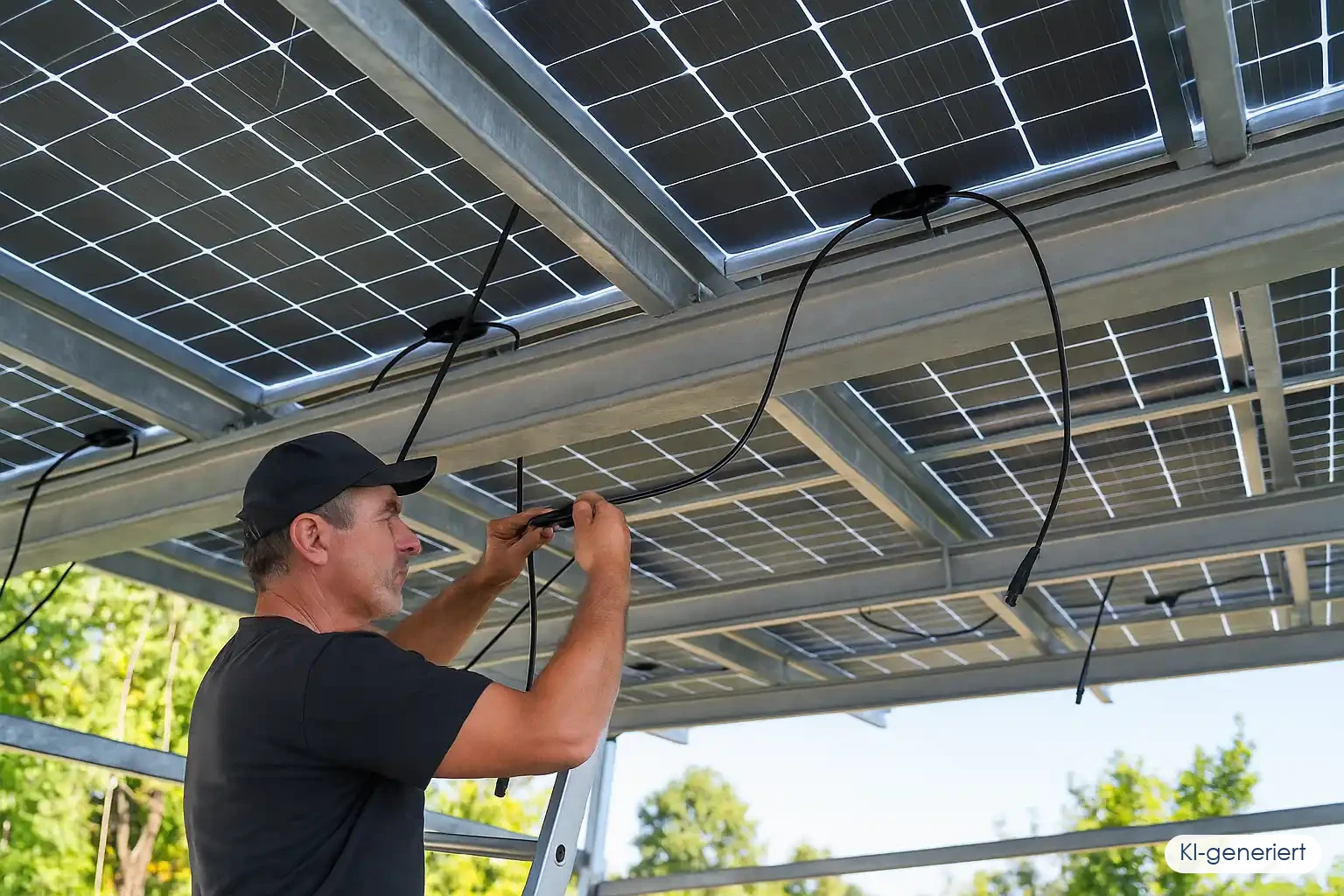 Optimale Installation bifazialer Solarmodule mit Aufständerung und hellem reflektierendem Untergrund